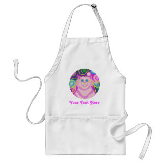 Psy-cat-delic Pink round 'Your Text' apron