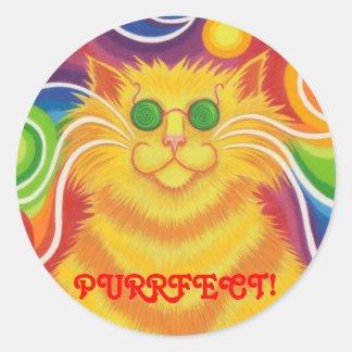 Psy-cat-delic 'Purrfect!' round sticker