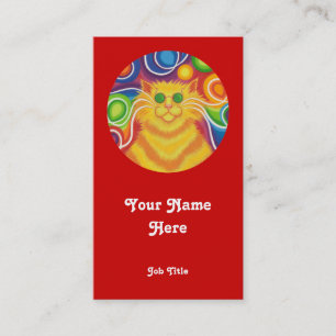 Psy-cat-delic 'round' business card portrait red