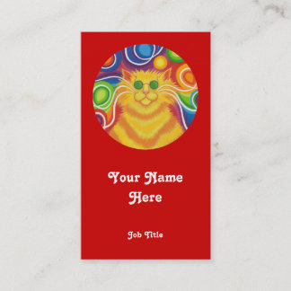 Psy-cat-delic 'round' business card portrait red