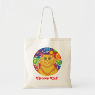 Psy-cat-delic round 'Groovy Cat' tote bag