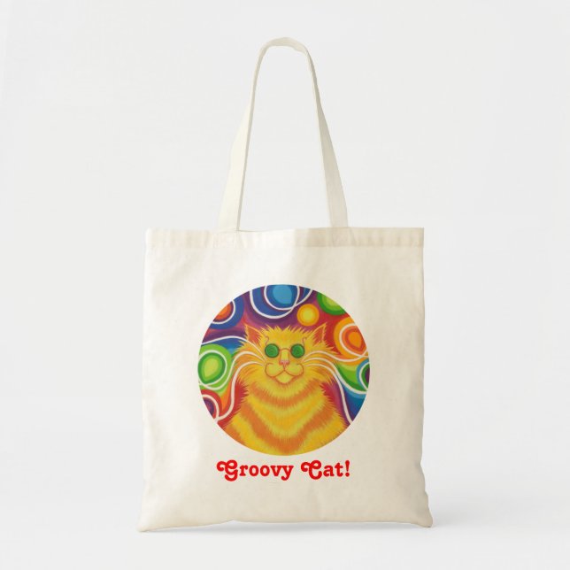 Psy-cat-delic round 'Groovy Cat' tote bag (Front)