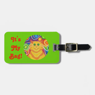 Psy-cat-delic Round 'text' tag green landscape