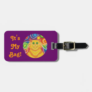 Psy-cat-delic Round 'text' tag purple landscape
