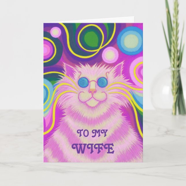 Psy-cat-delic 'Wife' 'groovy birthday' card (Front)
