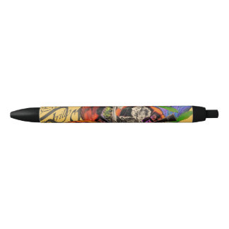 Psycedelic amarillo black ink pen
