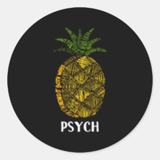 Psych Eapple Typography Classic Round Sticker