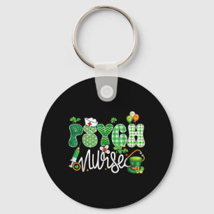 Psych Nurse Stethoscope Lucky Shamrock Funny St Key Ring