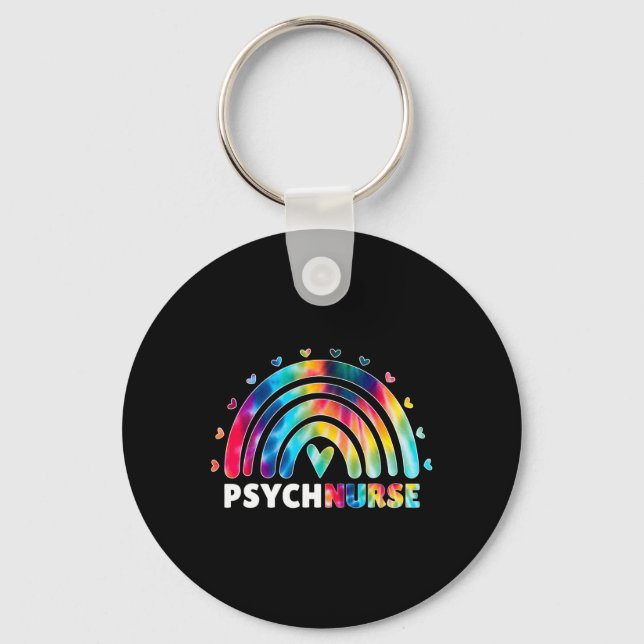Psych Nurse Tie Dye Nursing Mental Health Psychiat Key Ring (Front)
