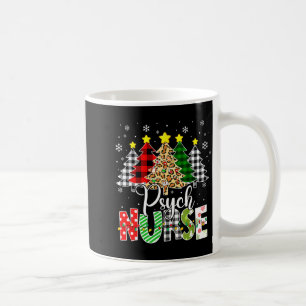 Psych Nurse Xmas Tree Leopard Red Plaid Christmas  Coffee Mug