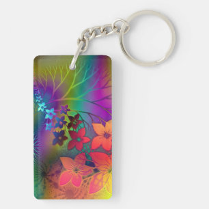 Psychadelic Floral Key Ring
