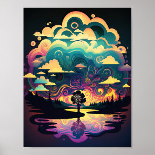 Psychadelic Lake Landscape Poster