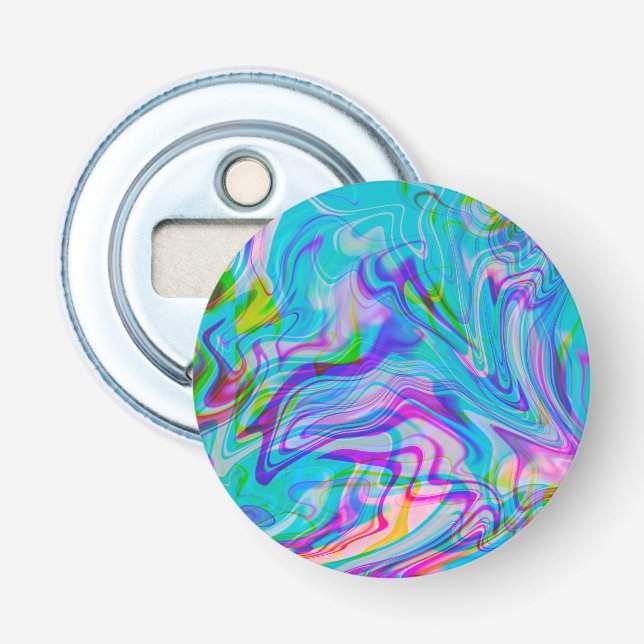 Psychadelic Liquid Colourful Abstract Pattern Blue Bottle Opener (Front)