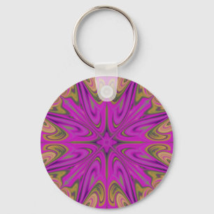 Psychadelic Liquid Colourful Abstract Purple Orang Key Ring