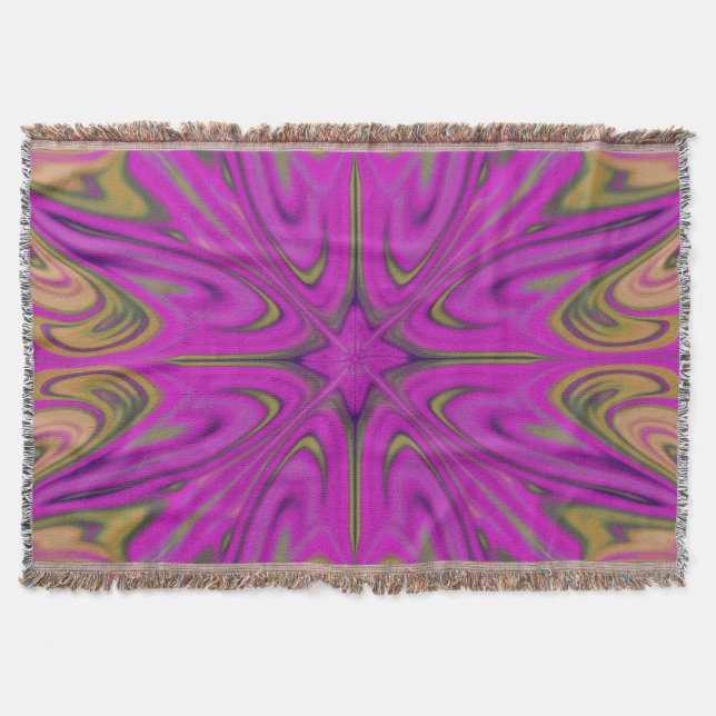 Psychadelic Liquid Colourful Abstract Purple Orang Throw Blanket (Front)