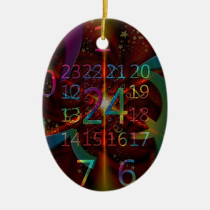 Psychadelic numbers pattern, mesmerising design ceramic tree decoration