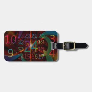 Psychadelic numbers pattern, mesmerising design luggage tag