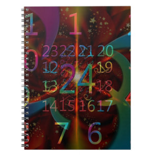 Psychadelic numbers pattern, mesmerising design notebook
