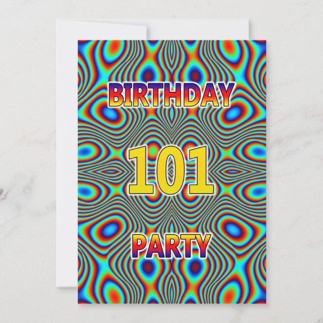 Psychedelic 101st Birthday party Invitation (Front)