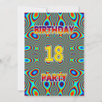 Psychedelic 18th Birthday party Invitation