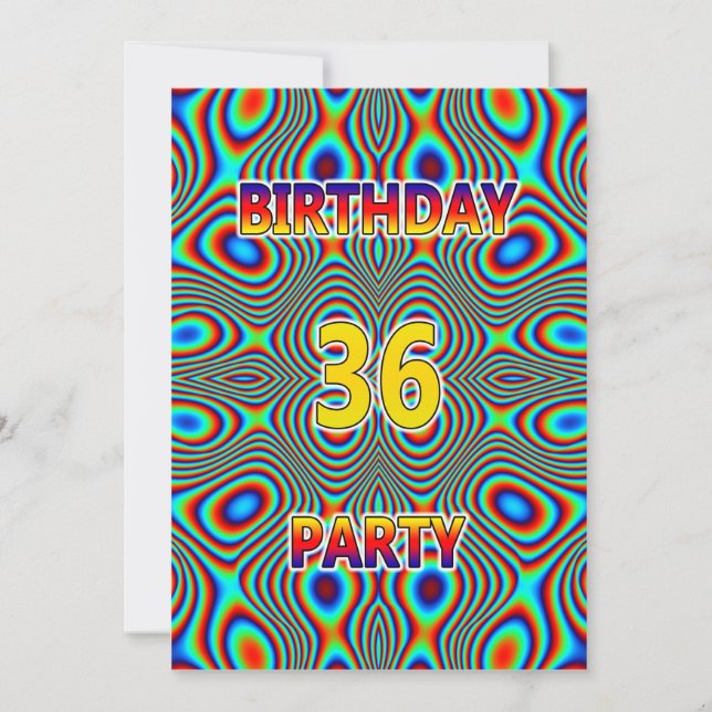 Psychedelic 36th Birthday party Invitation (Front)