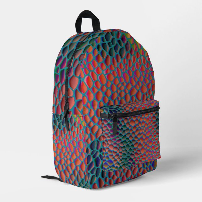 Psychedelic 3D Snake Skin Backpack – Colourful Rep (Back Corner Left)