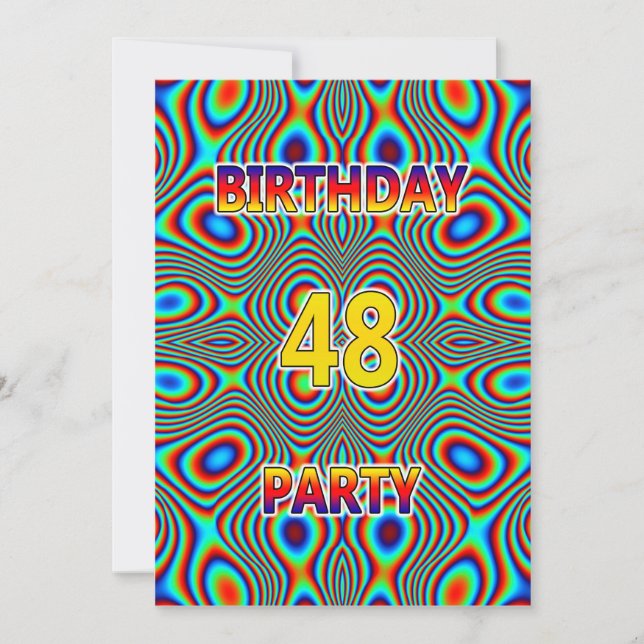 Psychedelic 48th Birthday party Invitation (Front)