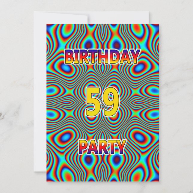 Psychedelic 59th Birthday party Invitation (Front)