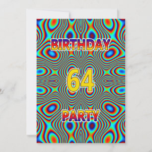 Psychedelic 64th Birthday party Invitation