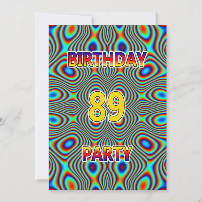 Psychedelic 89th Birthday party Invitation (Front)