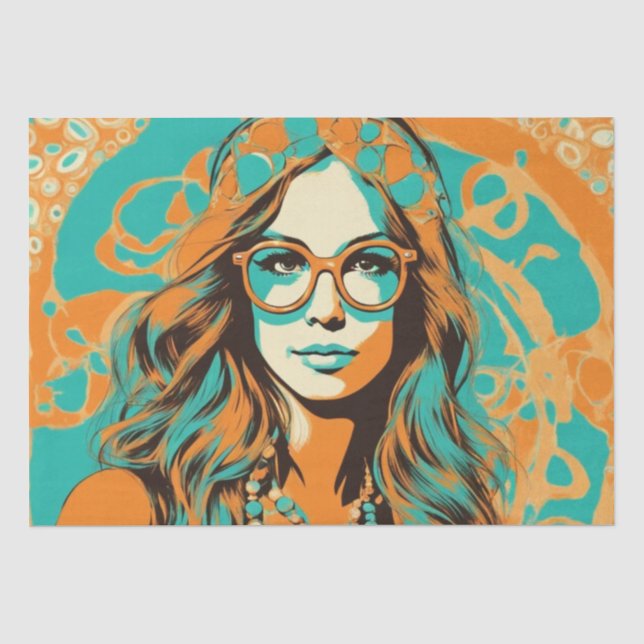 Psychedelic: A 1960s Retro Hippie Decoupage Paper (Front)