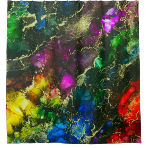 Psychedelic Abstract Alcohol Ink Shower Curtain