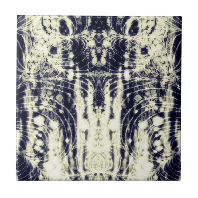 psychedelic abstract art black and white tile (Front)