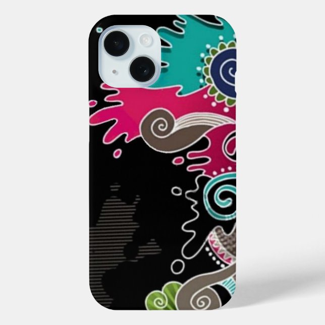 Psychedelic Abstract Coloured iPhone 15 Case (Back)