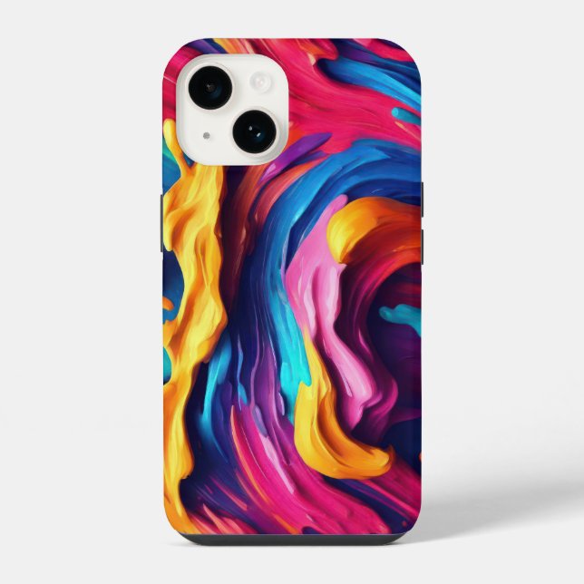 Psychedelic Abstract Colourful Paint Strokes iPhone Case (Back)