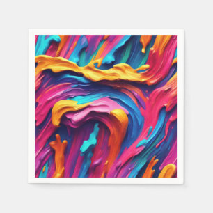 Psychedelic Abstract Colourful Paint Strokes Napkin