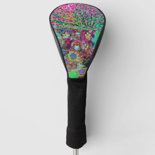 Psychedelic Abstract Groovy Purple Sedum Golf Head Cover (Front)