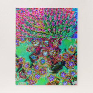 Psychedelic Abstract Groovy Purple Sedum Jigsaw Puzzle