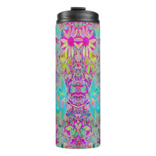 Psychedelic Abstract Magenta and Aqua Garden Art Thermal Tumbler