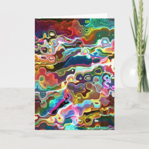 Psychedelic Abstract Neon Cellular Electric Art Card