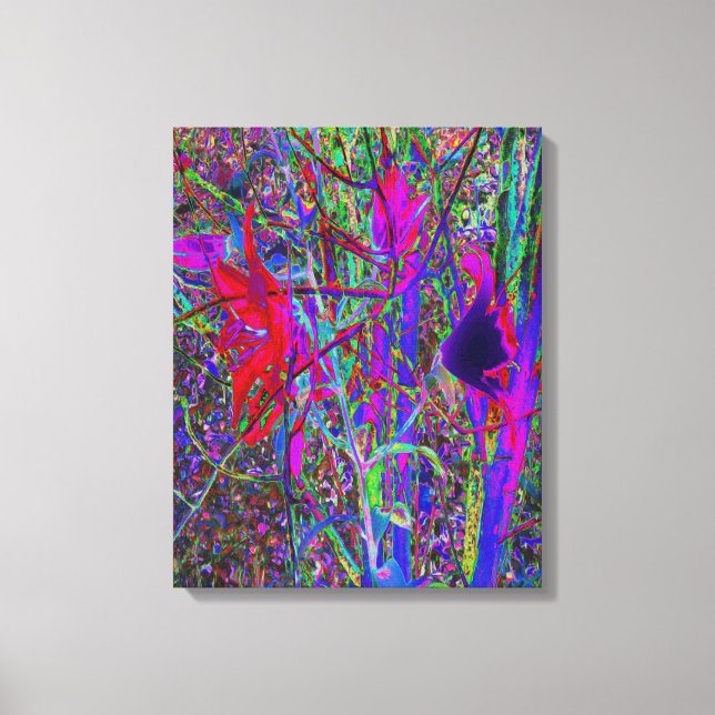 Psychedelic Abstract Rainbow Colours Lily Garden Canvas Print (Front)