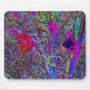 Psychedelic Abstract Rainbow Colours Lily Garden Mouse Pad