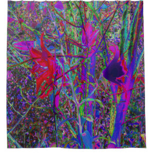 Psychedelic Abstract Rainbow Colours Lily Garden Shower Curtain