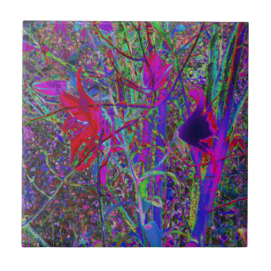 Psychedelic Abstract Rainbow Colours Lily Garden Tile