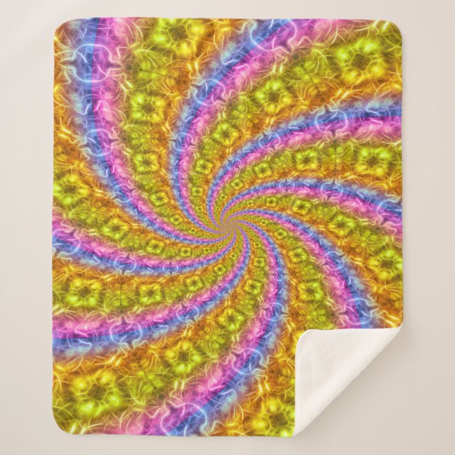 Psychedelic Abstract Vortex Sherpa Blanket (Front)