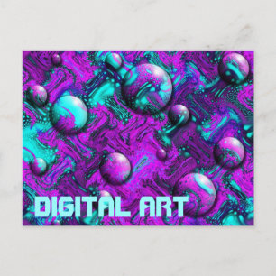 Psychedelic Abstract with Bubbles Postcard