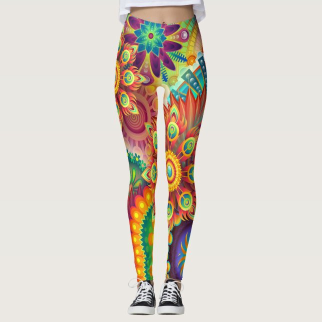 psychedelic acid meditation gym yoga leggings (Front)