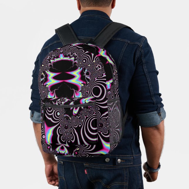 Psychedelic Acid Trip Fractal Abstract Digital Art Printed Backpack (Insitu (Model))