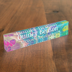 Psychedelic Acrylic Flow Art Desk Nameplate
