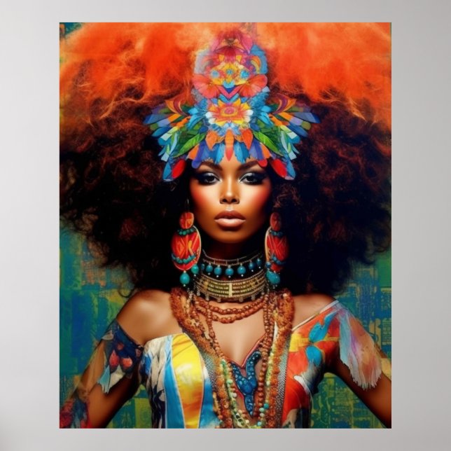Psychedelic African American Vibrant Poster (Front)